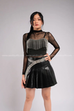 Áo croptop 2 dây đính đá - Đen