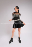 Áo croptop 2 dây đính đá - Đen