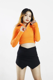 Áo Croptop Body Dài Tay Cam Khóa Cổ