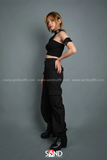 Áo Croptop Body Một Cánh Tay Viền Phản Quang