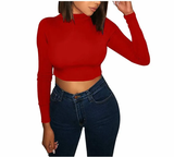 Áo Croptop Dài Tay Ôm Body Đủ Màu - Đỏ
