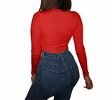 Áo Croptop Dài Tay Ôm Body Đủ Màu - Đỏ