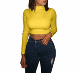 Áo Croptop Dài Tay Ôm Body Đủ Màu - Vàng