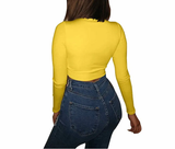 Áo Croptop Dài Tay Ôm Body Đủ Màu - Vàng