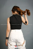 Áo Croptop Không Tay Viền Phản Quang
