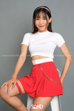 Áo Croptop Ngắn Tay Dây Bụng - Trắng