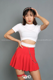 Áo Croptop Ngắn Tay Dây Bụng - Trắng