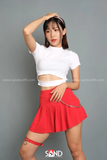 Áo Croptop Ngắn Tay Dây Bụng - Trắng