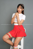Áo Croptop Ngắn Tay Dây Bụng - Trắng