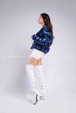 Outfit Phối Sẵn - (Quần Short Trắng Áo Croptop phối Áo Phao Dài Tay)