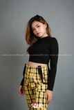 Áo croptop tay dài ôm body đen