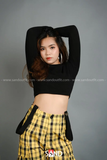 Áo croptop tay dài ôm body đen
