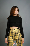Áo croptop tay dài ôm body đen