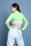 Áo Cut Out Tay Dài Khoét Tay Xanh Neon