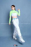 Áo Cut Out Tay Dài Khoét Tay Xanh Neon