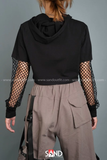 Áo Hoodie Croptop Phối Tay Lưới