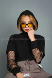 Áo Hoodie Croptop Phối Tay Lưới