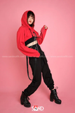 Áo Hoodie Cut Out Phối Xích - Đỏ