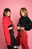 Áo Hoodie Cut Out Phối Xích - Đỏ