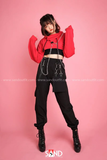 Áo Hoodie Cut Out Phối Xích - Đỏ