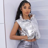 Áo Khoác Croptop Gile Phao Bạc