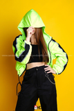 Áo Khoác Dù Có Nón Xanh Neon