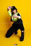 Áo Khoác Dù Croptop Không Nón Xanh Neon