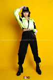 Áo Khoác Dù Croptop Không Nón Xanh Neon