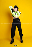Áo Khoác Dù Croptop Không Nón Xanh Neon