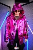 Áo Khoác Hoodie Khóa Kéo Ánh Màu Tím