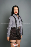 Áo Khoác Kaki Croptop Xám Túi Hộp