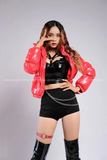 Áo Khoác Phao Da croptop - Đỏ