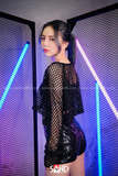 Áo Lưới Croptop Form Rộng - Đen Kim Tuyến
