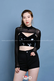 Áo Lưới Cut Out Cổ Lọ Phối Khoen
