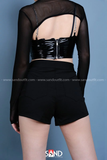 Áo Lưới Cut Out Cổ Lọ Phối Khoen