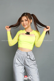 Áo Lưới Cut Out Khoá Gài - Xanh Neon
