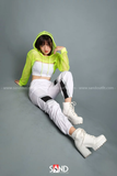 Áo Lưới Hoodie Cut Out Xanh Neon