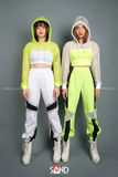 Áo Lưới Hoodie Cut Out Xanh Neon