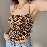 Áo yếm croptop hở lưng cột dây họa tiết beo