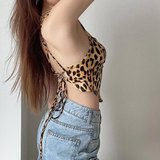 Áo yếm croptop hở lưng cột dây họa tiết beo