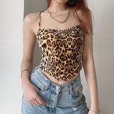 Áo yếm croptop hở lưng cột dây họa tiết beo