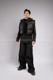 Outfit Phối Sẵn - (HQN0101 Quần Dài Đen Nắp Túi Hộp Ngang Phối Dây phối Gile Phao Đen)