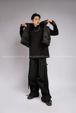 Outfit Phối Sẵn - (HQN0101 Quần Dài Đen Nắp Túi Hộp Ngang Phối Dây phối Gile Phao Đen)
