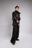 Outfit Phối Sẵn - (HQN0101 Quần Dài Đen Nắp Túi Hộp Ngang Phối Dây phối Gile Phao Đen)