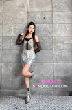 Outfit Phối Sẵn - (Chân Váy Bạc phối Áo Bra Hồng Đính Đá)