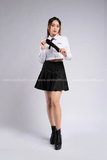 Outfit Phối Sẵn - (Váy Đen phối Sơ Mi Trắng Tay Dài)