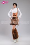 Outfit Phối Sẵn - (Váy Da Nâu phối Sơmi Trắng)