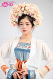 TNQ0805 Trang Phục Cổ Trang Xanh Dương Khoác Trắng Ngắn