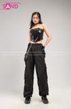 Outfit Phối Sẵn - (Quần Nắp Ngang Đen phối Áo Quây Da Bóng Đen)