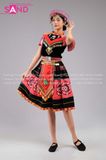 NHM0114 Trang Phục Dân Tộc H'Mông Nữ Liền - Đỏ Đen